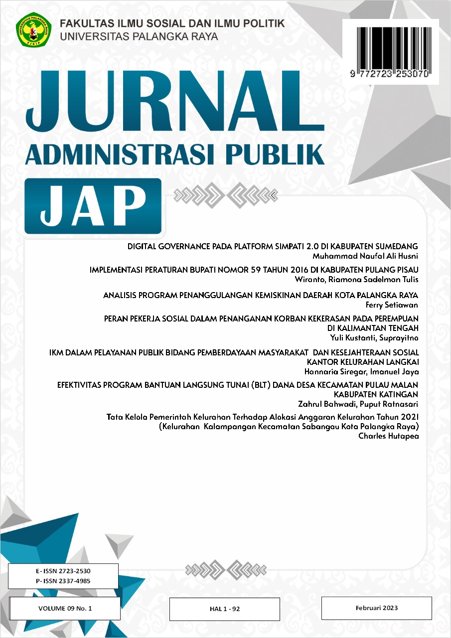 					View Vol. 9 No. 1 (2023): Jurnal Administrasi Publik (JAP)
				