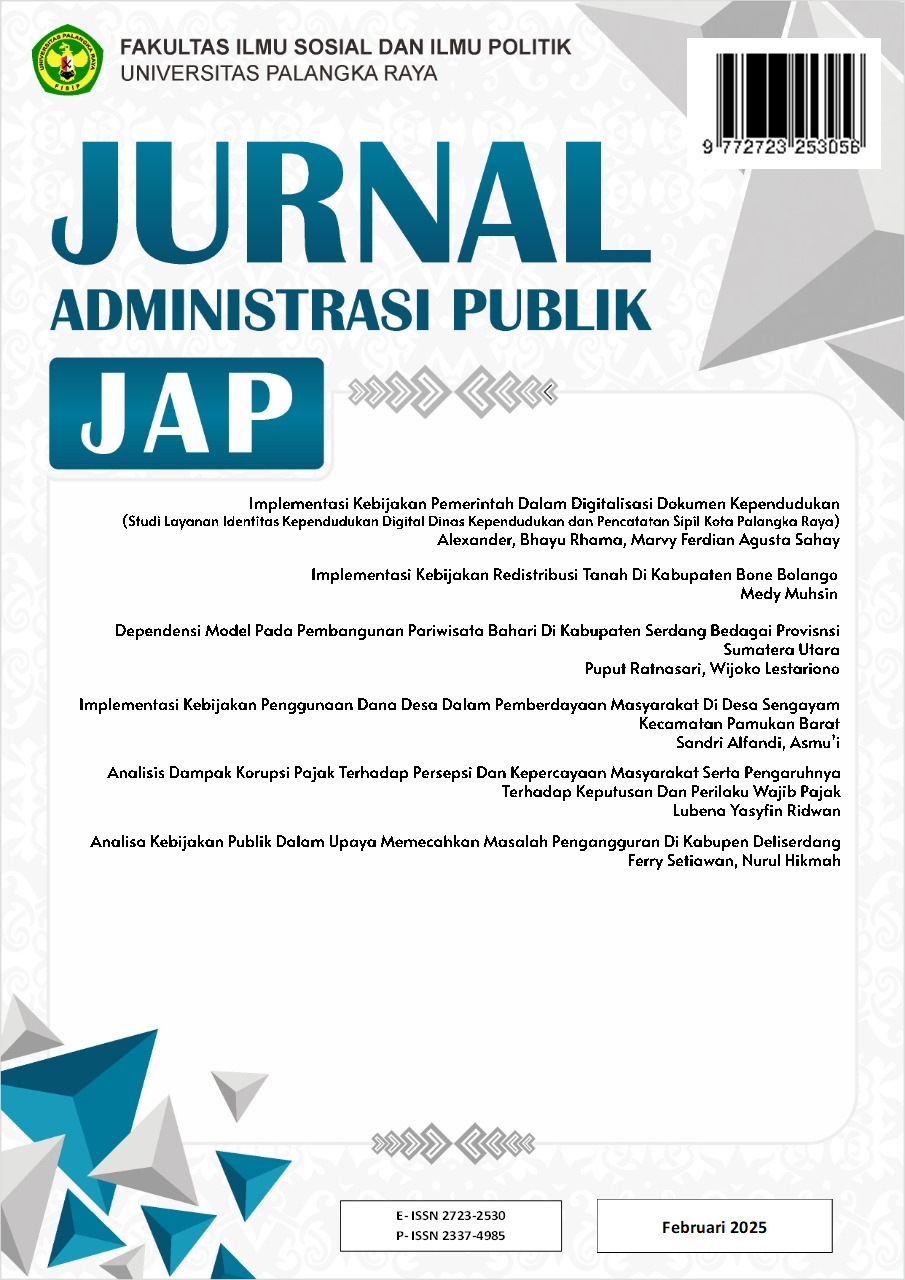 					View Vol. 11 No. 1 (2025): Jurnal Administrasi Publik (JAP)
				