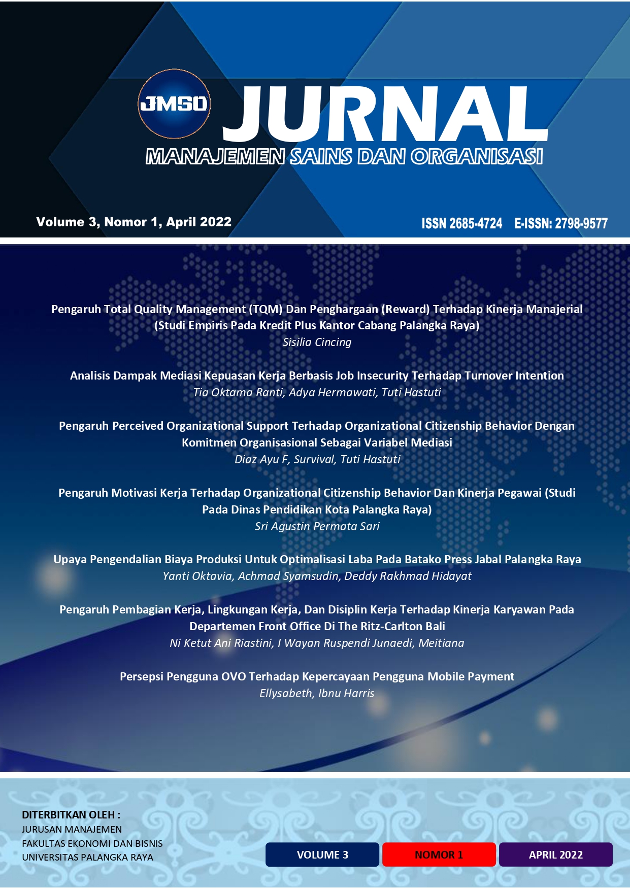					View Vol. 3 No. 1 (2022): Jurnal Manajemen Sains dan Organisasi
				