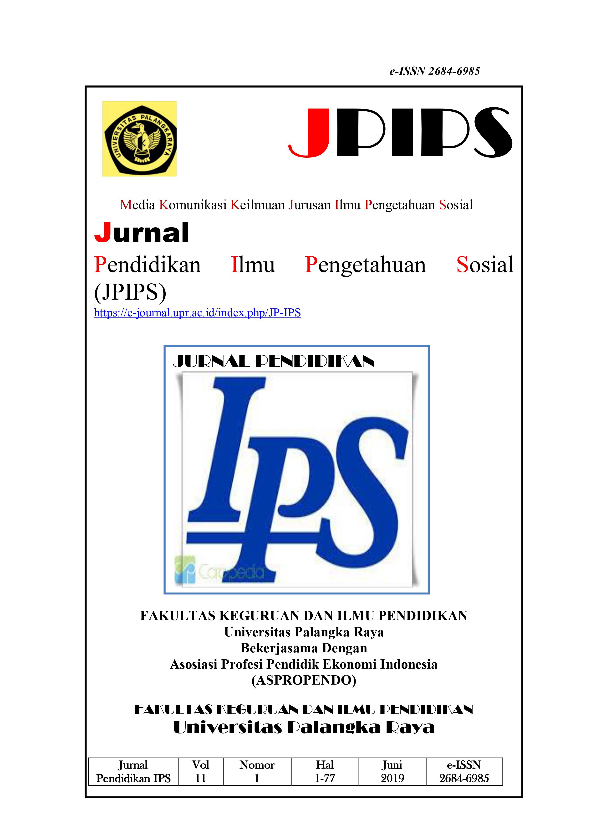 					View Vol. 1 No. 1 (2014): Jurnal Pendidikan Ilmu Pengetahuan Sosial (JPIPS) Volume 1, Nomor 1, Juni, Tahun 2014
				